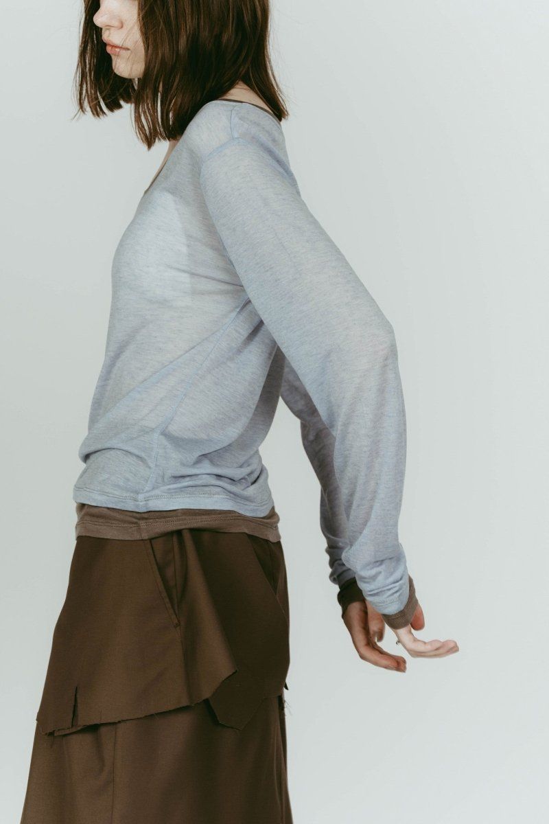 round neck layered top (Blue) / ラウンドネックレイヤードトップス (ブルー) / 26SS