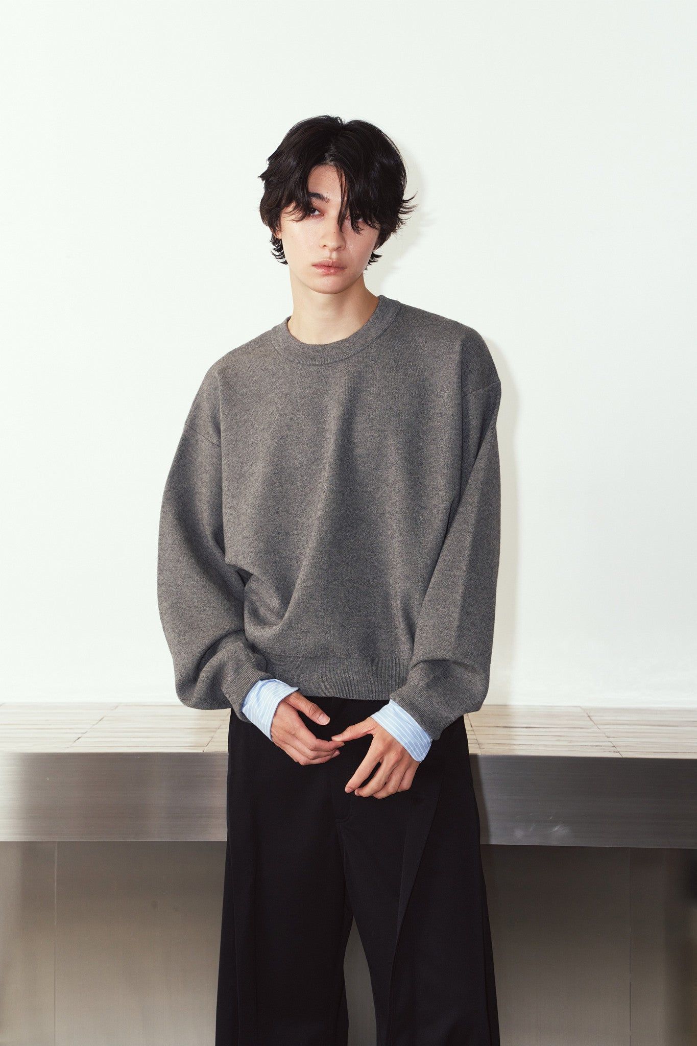 【UNISEXサイズ】2ウェイ ノームコア ニット (グレー) 2way cuffs normcore knit(unisex) (Gray) / 26AW