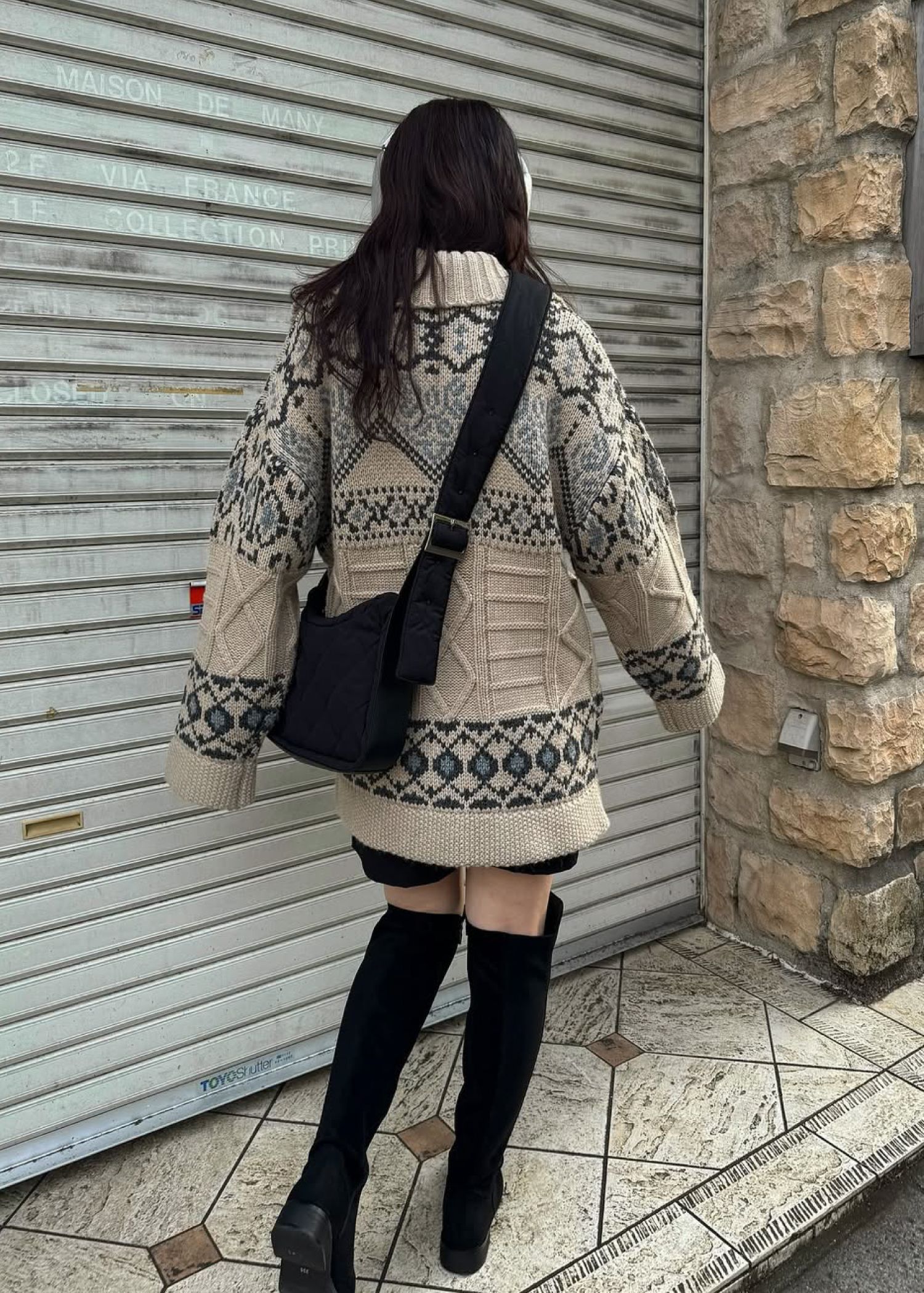 nordic pattern knit cowichan jacket / ノルディック カウチンニットジャケット (タン) / 25AW /
