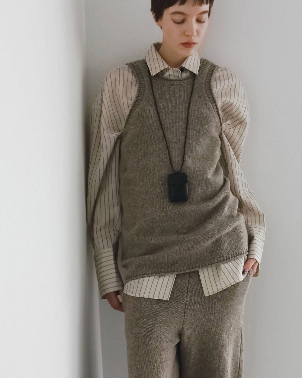 ニットロングタンクトップ (グレージュ) Knit Long Tanktop (Graige) / 26AW 【6月29日まで期間限定予約】
