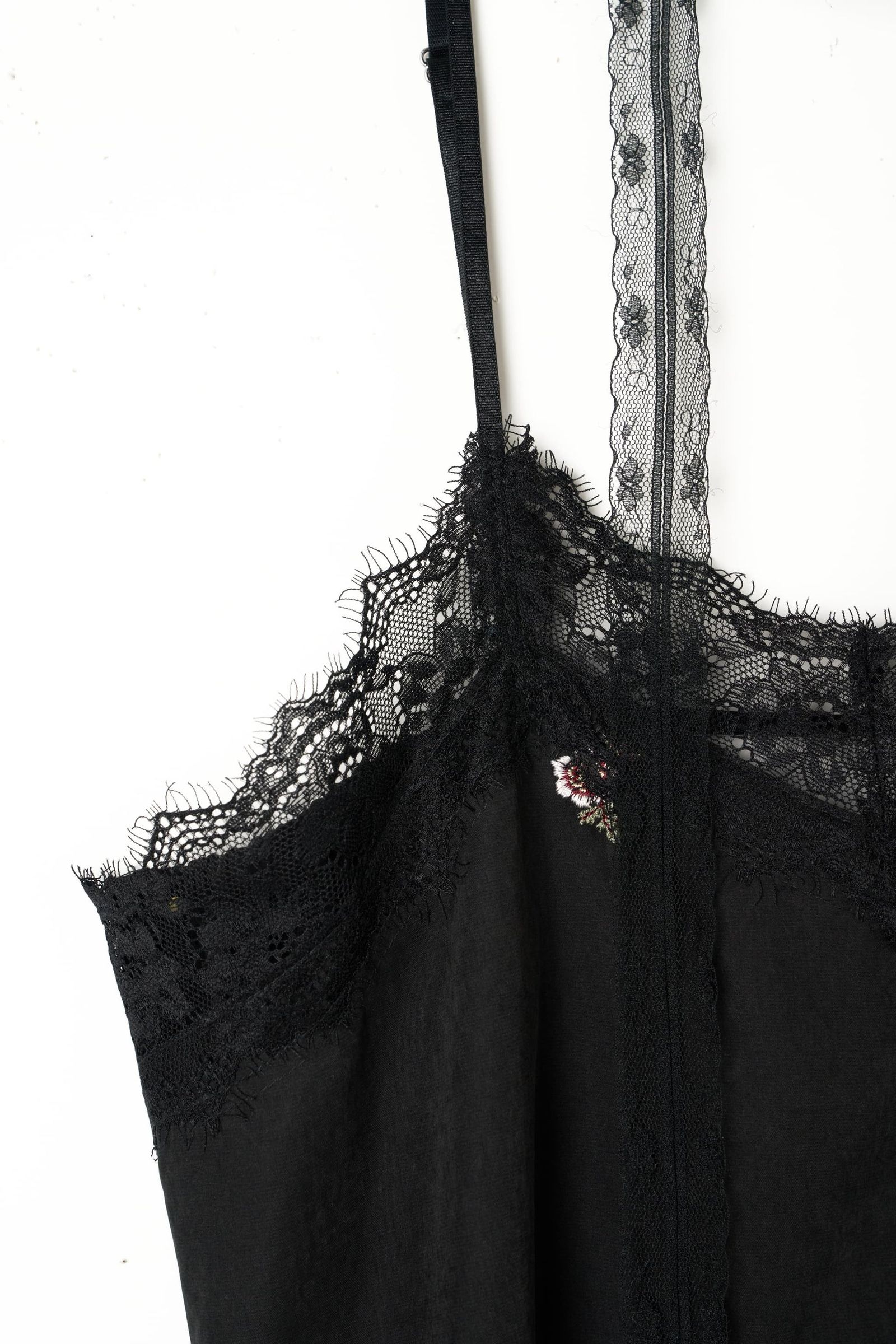 レースキャミソールドレス (ブラック) lace cami dress (Black) / 26AW