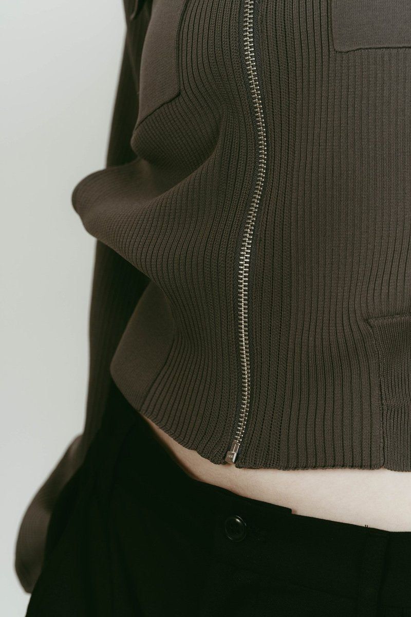pocket zip up knit (Gray) / ポケットジップアップニット (グレー) / 26SS
