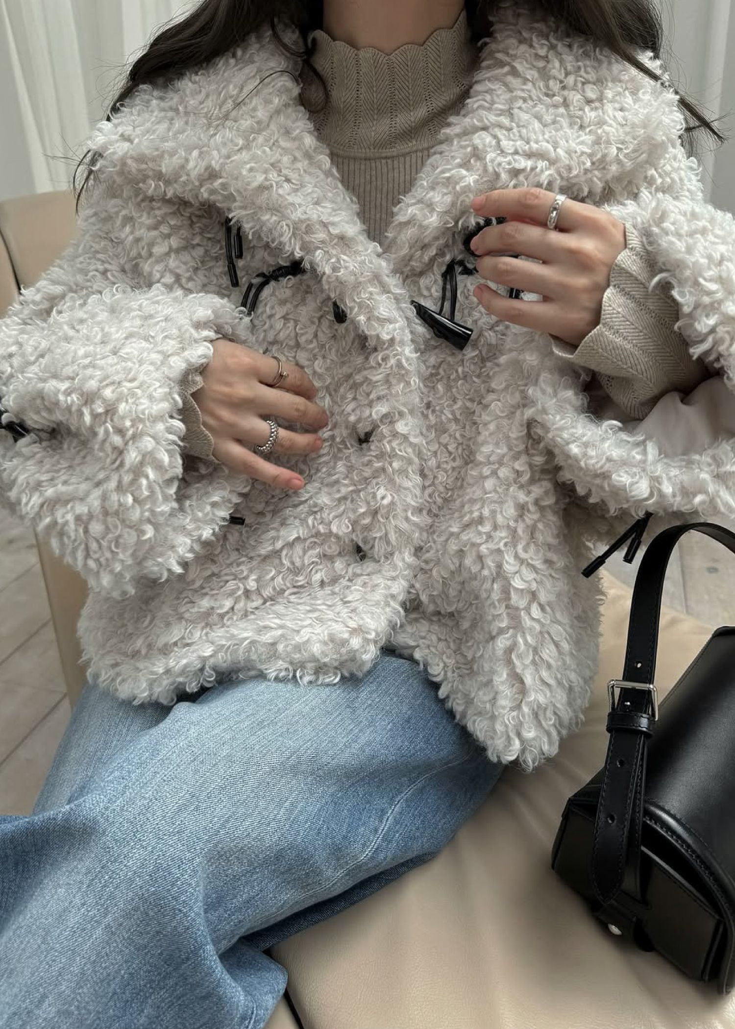 poodle fur cord toggle short JK / プードルファー トグルショートジャケットコート (シェル) / 25AW