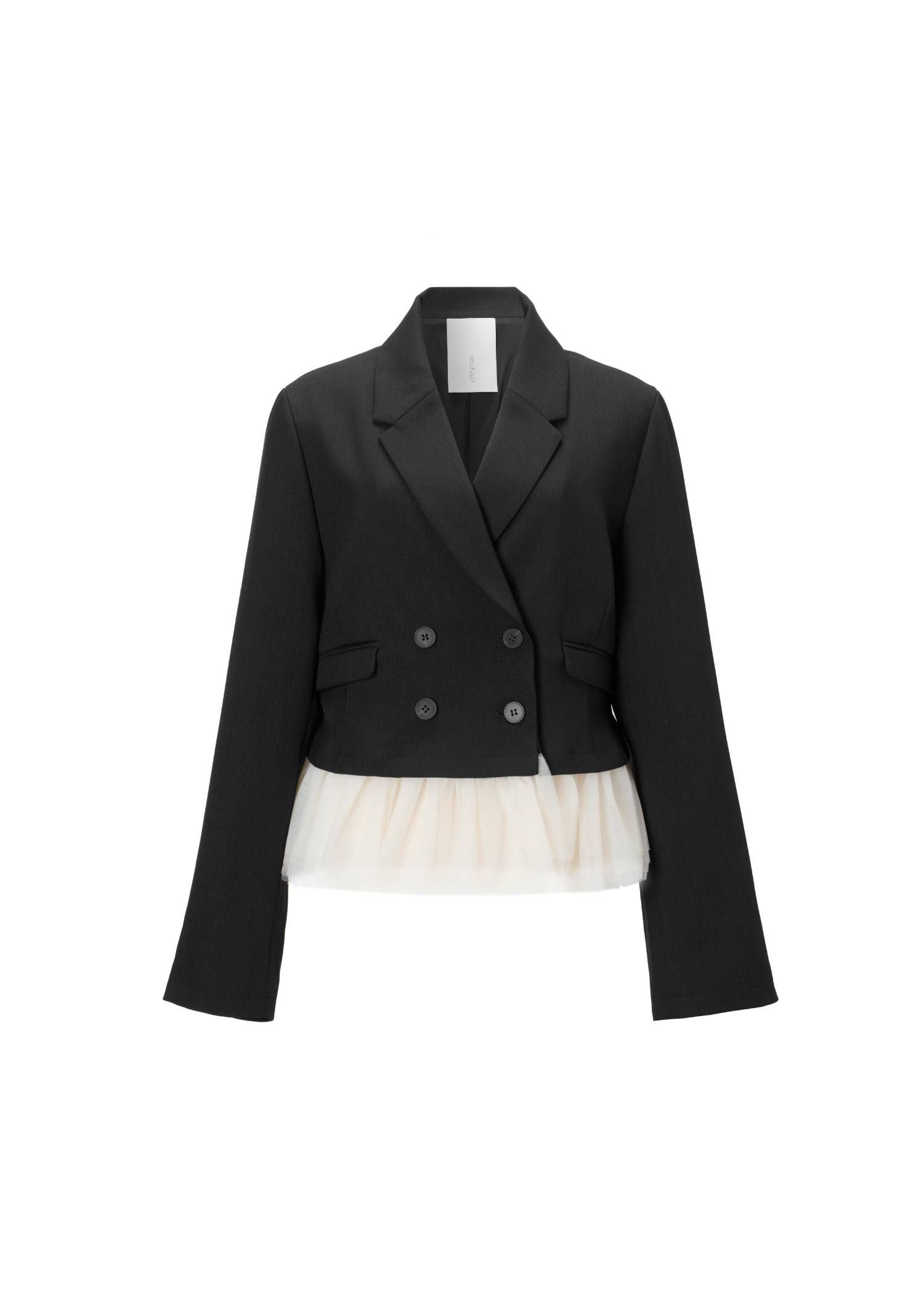 ペプラム チュール クロップド テーラードジャケット (ブラック) detachable peplum tulle cropped tailored JK (Black) /  26AW