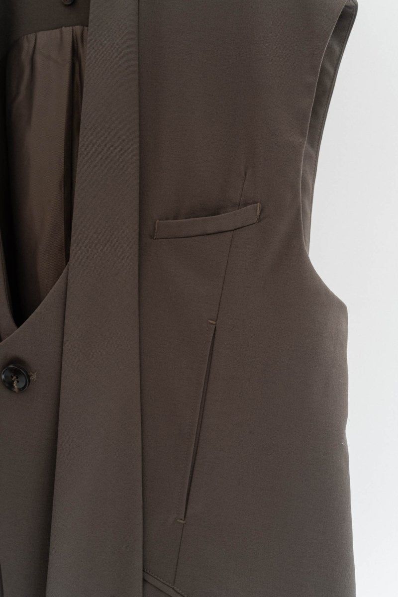 2way collarless gilet / 2ウェイ カラーレスジレ (グレージュ) / ユニセックス