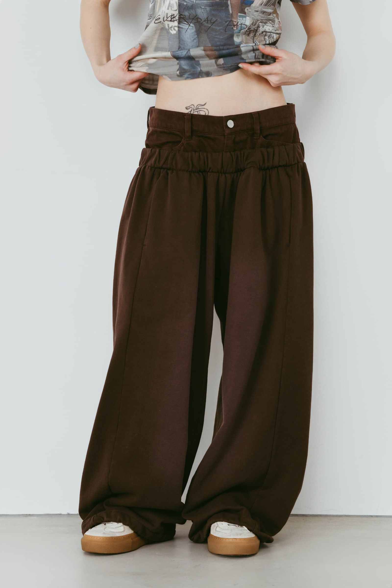 ダブルレイヤースウェットパンツ (ブラウン) double-layer sweatpants (Brown) /  26SS