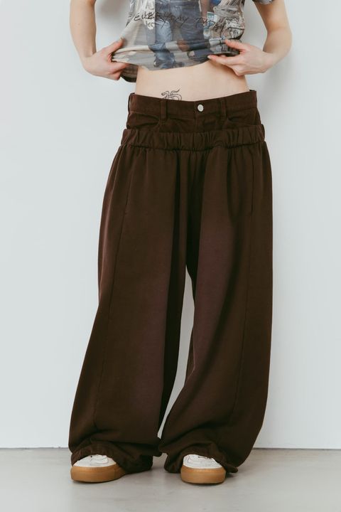 ダブルレイヤースウェットパンツ (ブラウン) double-layer sweatpants (Brown) /  26SS