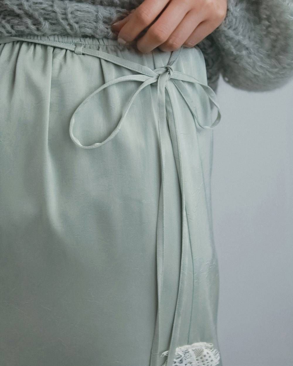 サテンレーススカート (ミント) Satin Lace Skirt (MInt) / 26AW 【6月29日まで期間限定予約】