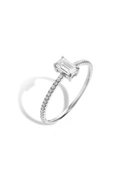 EMERALD MOISSANITE FULL ETERNITY RING (PINKY) / エメラルド モアサナイト フル エタニティリング【ピンキー】K10/K18 (ホワイトゴールド)