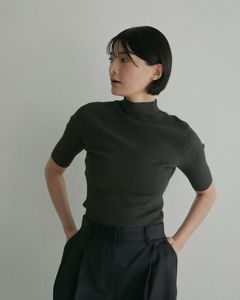 Halfsleeve Rib Knit / ハーフスリーブ リブニット (チャコールグレー)