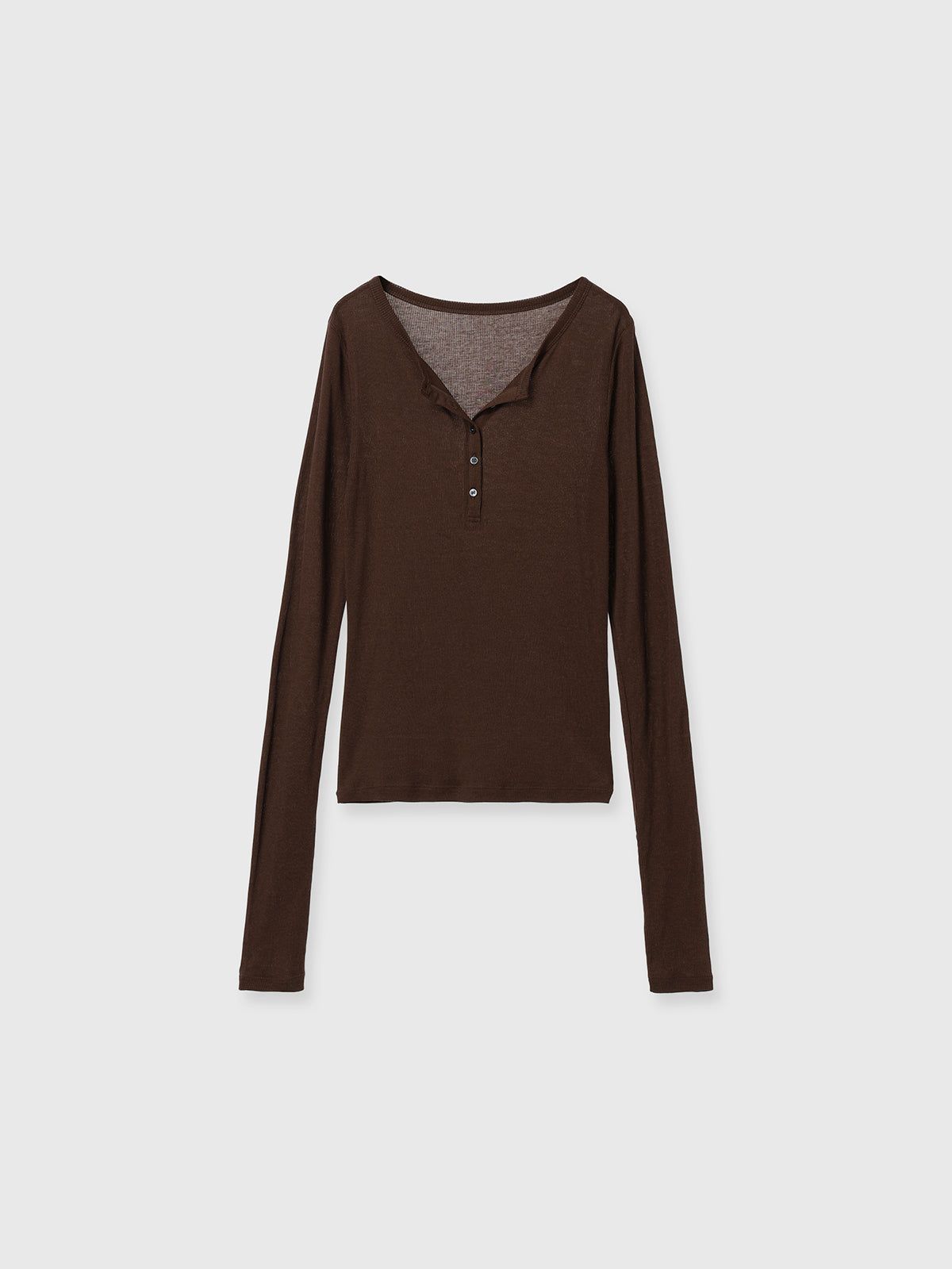 【25AW】LAYERED L/S HENLY TEE / レイヤード ロングスリーブ ヘンリーTシャツ (ブラウン)