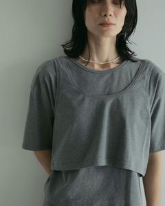 Layered Cut T-shirts / レイヤードカット Tシャツ (グレー)