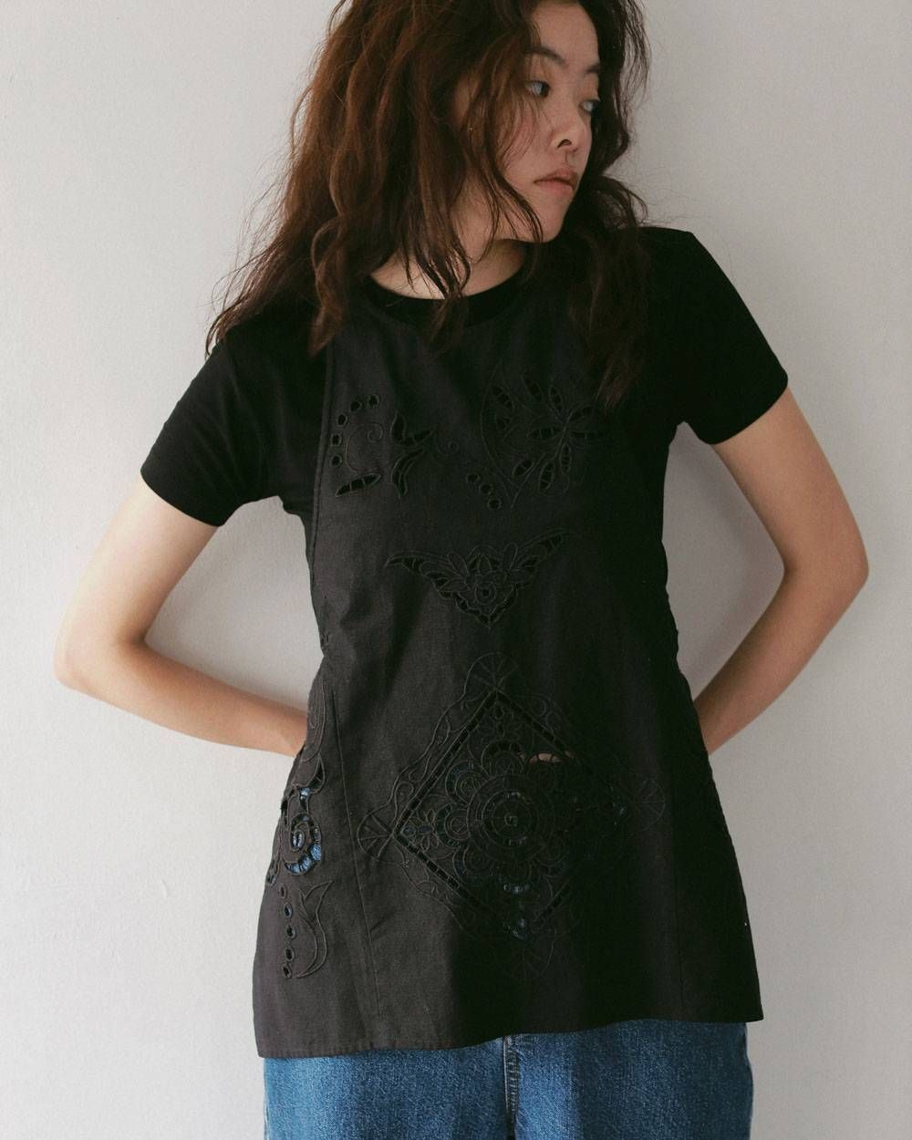 カットワークレースエプロン (ブラック) Cutwork Lace Apron (Black) / 27SS