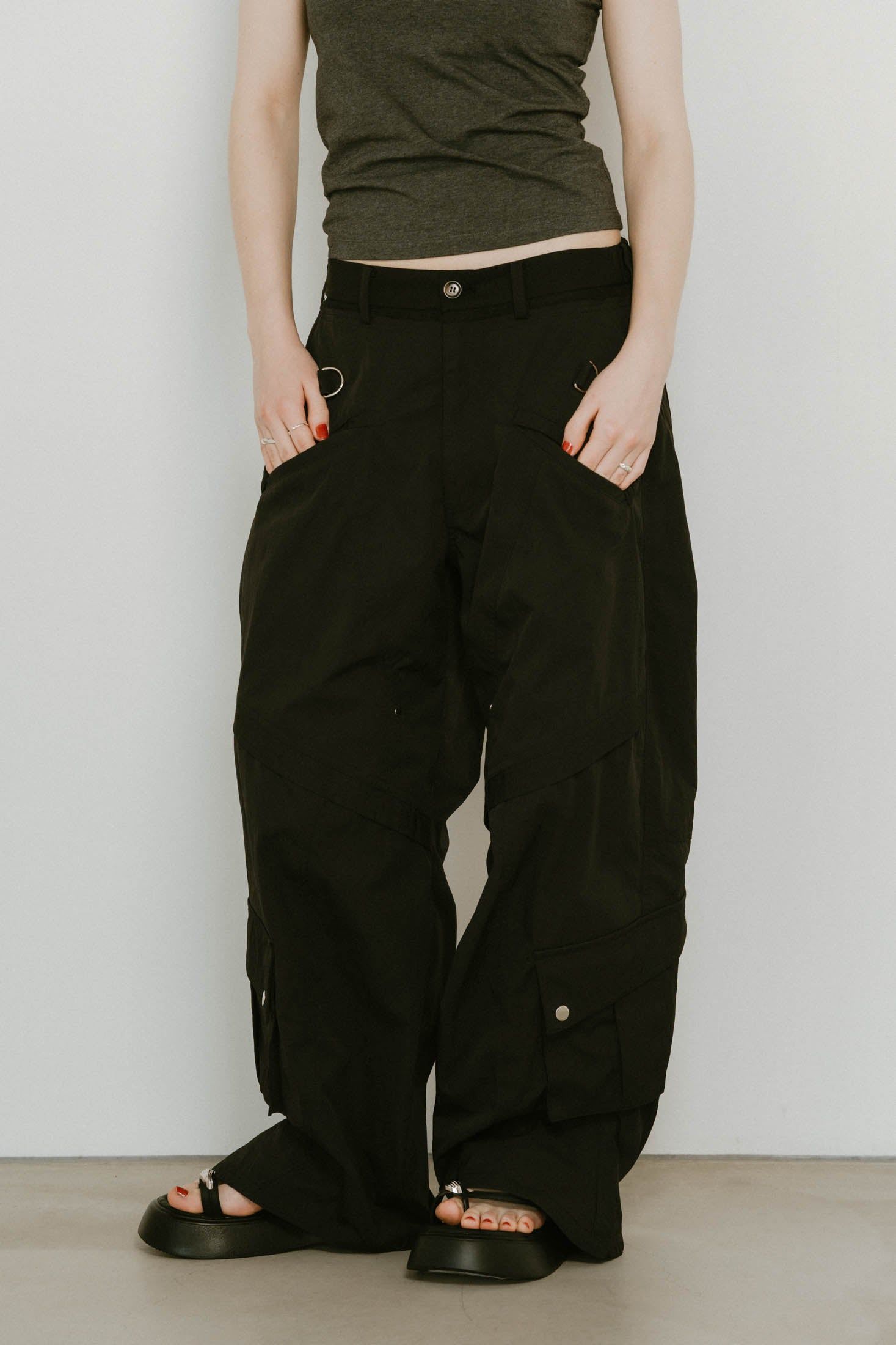 docking nylon pants(unisex) / ドッキングナイロンパンツ (ブラック) / 25SS