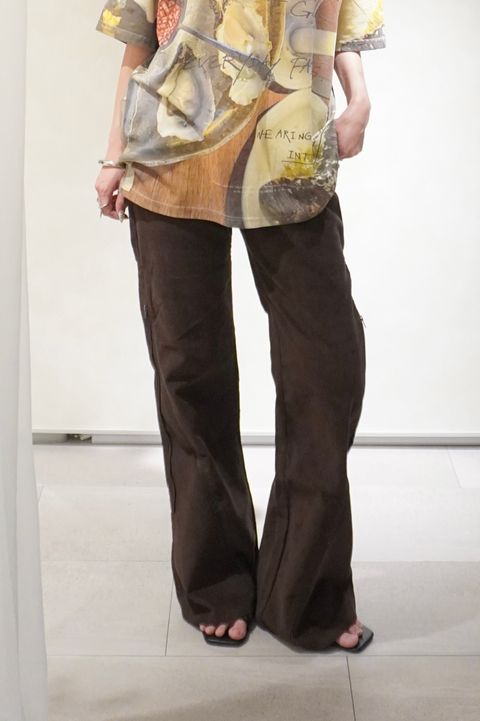 2ピース ジップフレアパンツ (ブラウン) 2piece zip flare pants