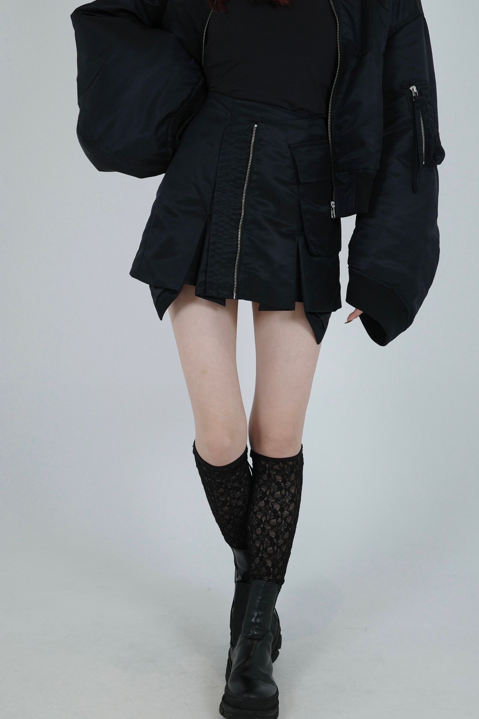 Nylon MA-1 skirt (ブラック)