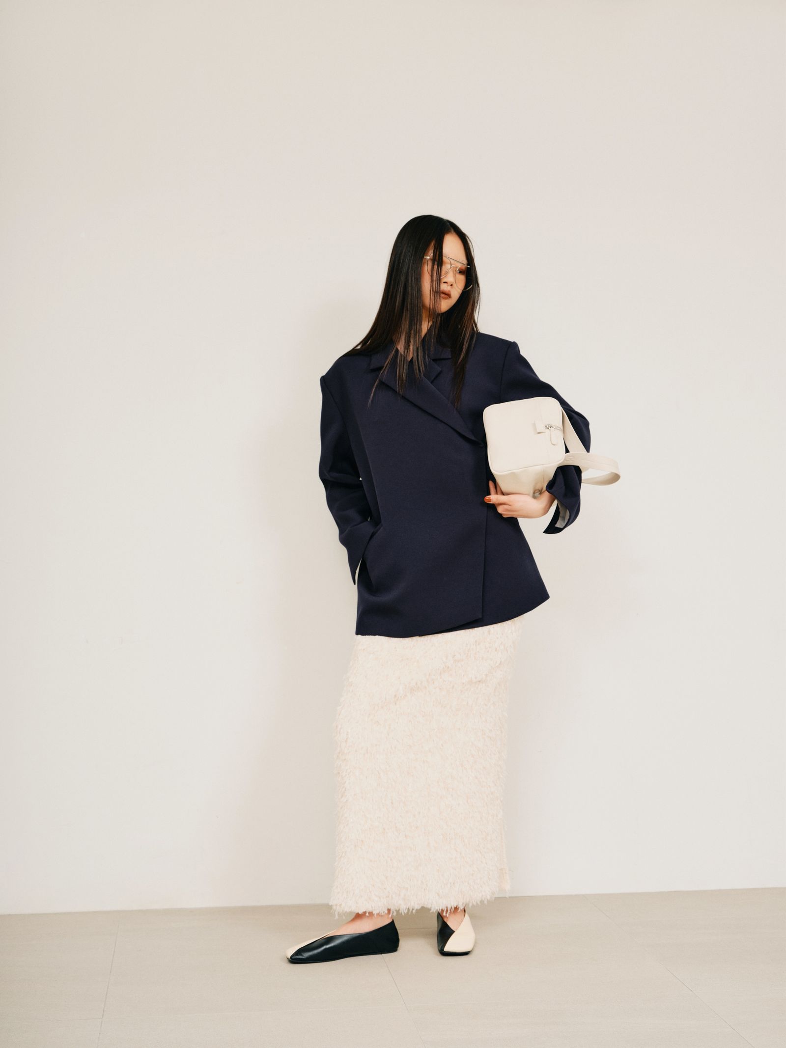Feather slit skirt / フェザースリットスカート (ホワイト) / 25AW