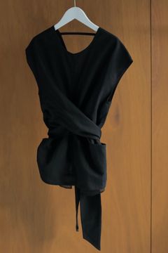 Linen Cachecoeur Tops / リネン カシュクールトップス (ブラック)