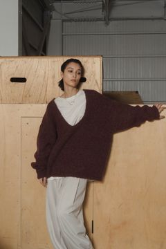 Uneck knit pullover (unisex) / Uネックニットプルオーバー (ピンク)  Knuth Marf