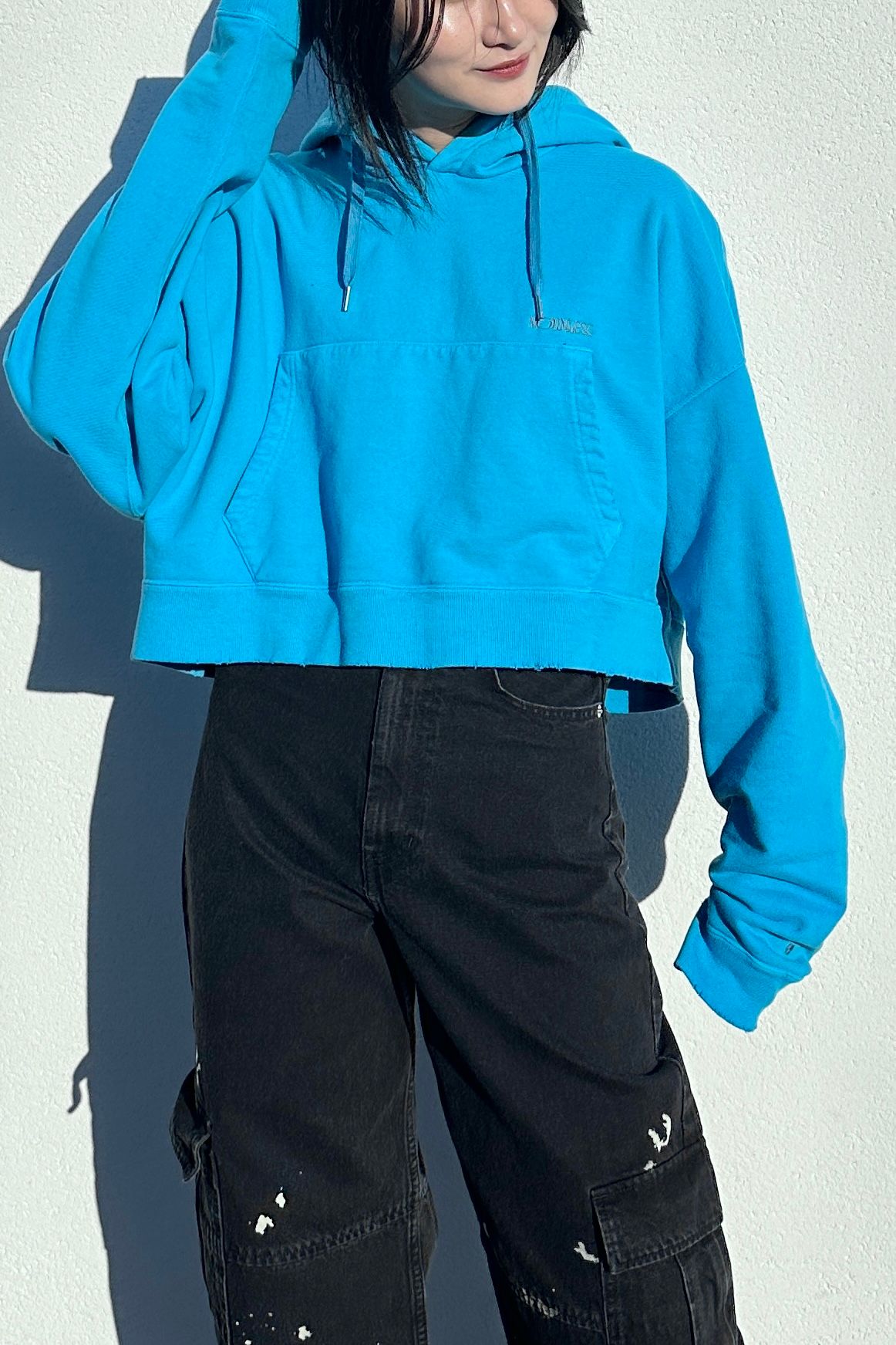 NOUNLESS SHORT HOODIE TOPS (BLUE) / ショートフーディトップス ブルー