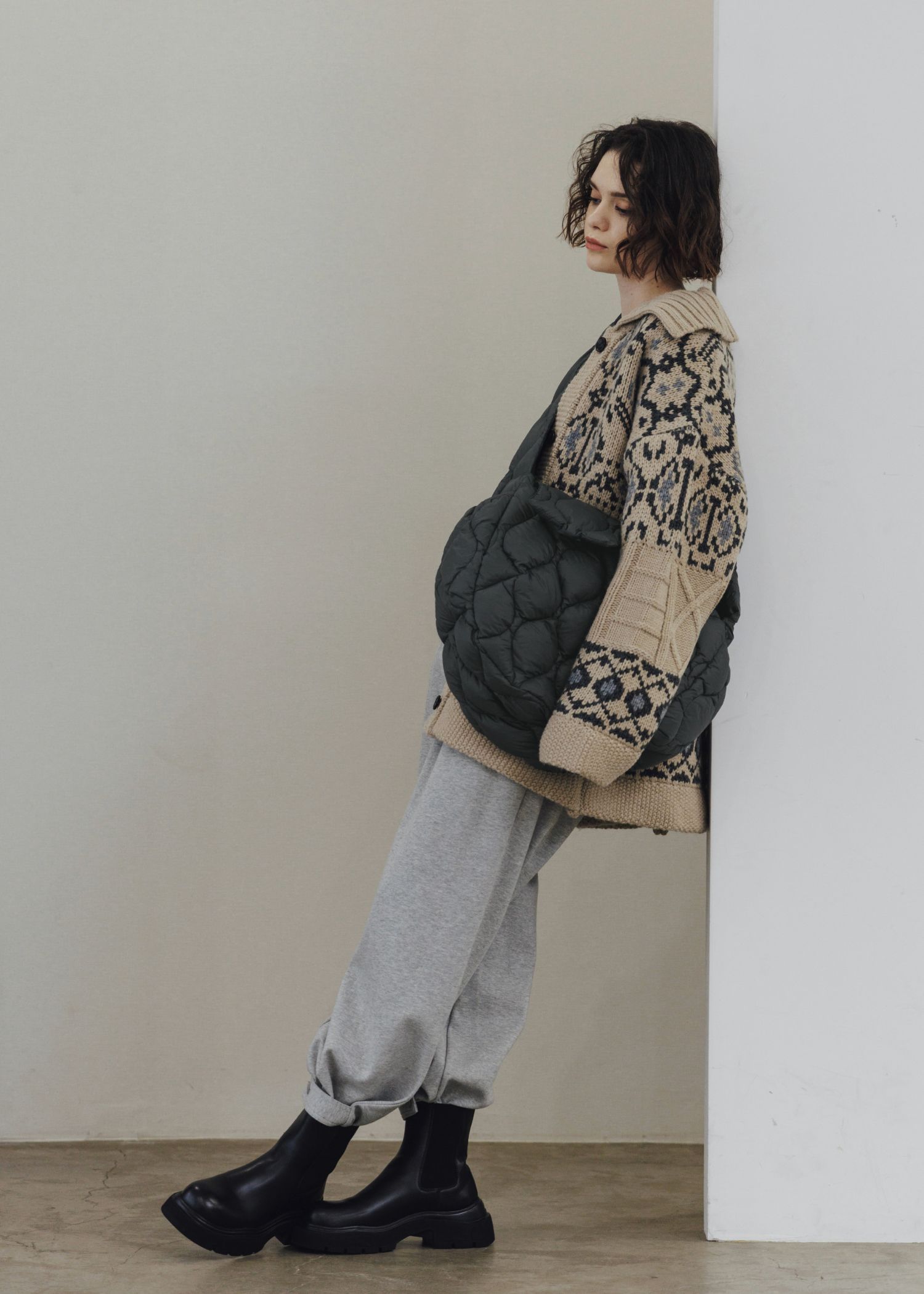 nordic pattern knit cowichan jacket / ノルディック カウチンニットジャケット (タン) / 25AW /