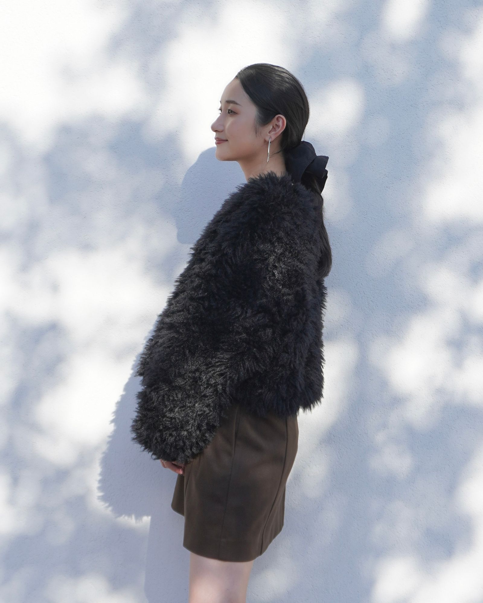 【25AW】2Way Fur×Knit Tops (ブラック) / 2ウェイファー×ニットトップス / エコファー / フェイクファー