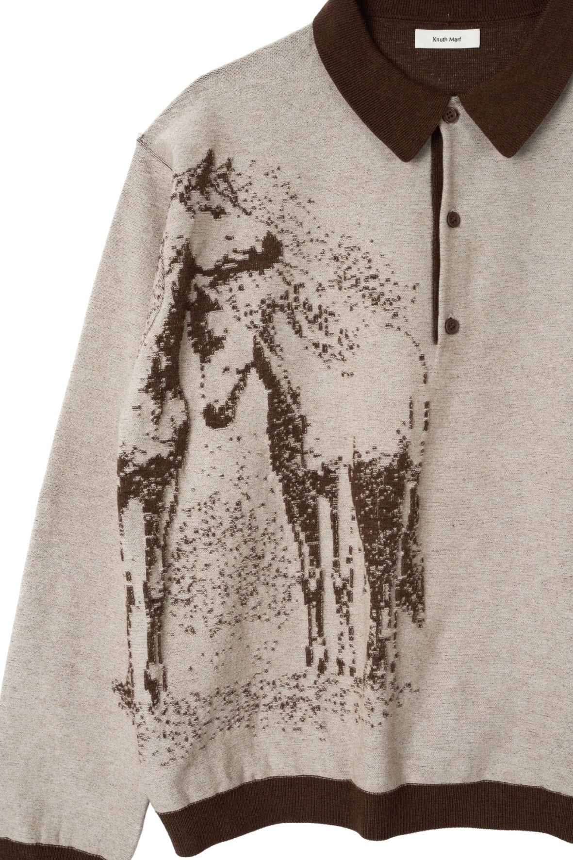 リバーシブル ジャガードポロニット (ブラウン) reversible jacquard polo knit(unisex) (Brown) / 26AW