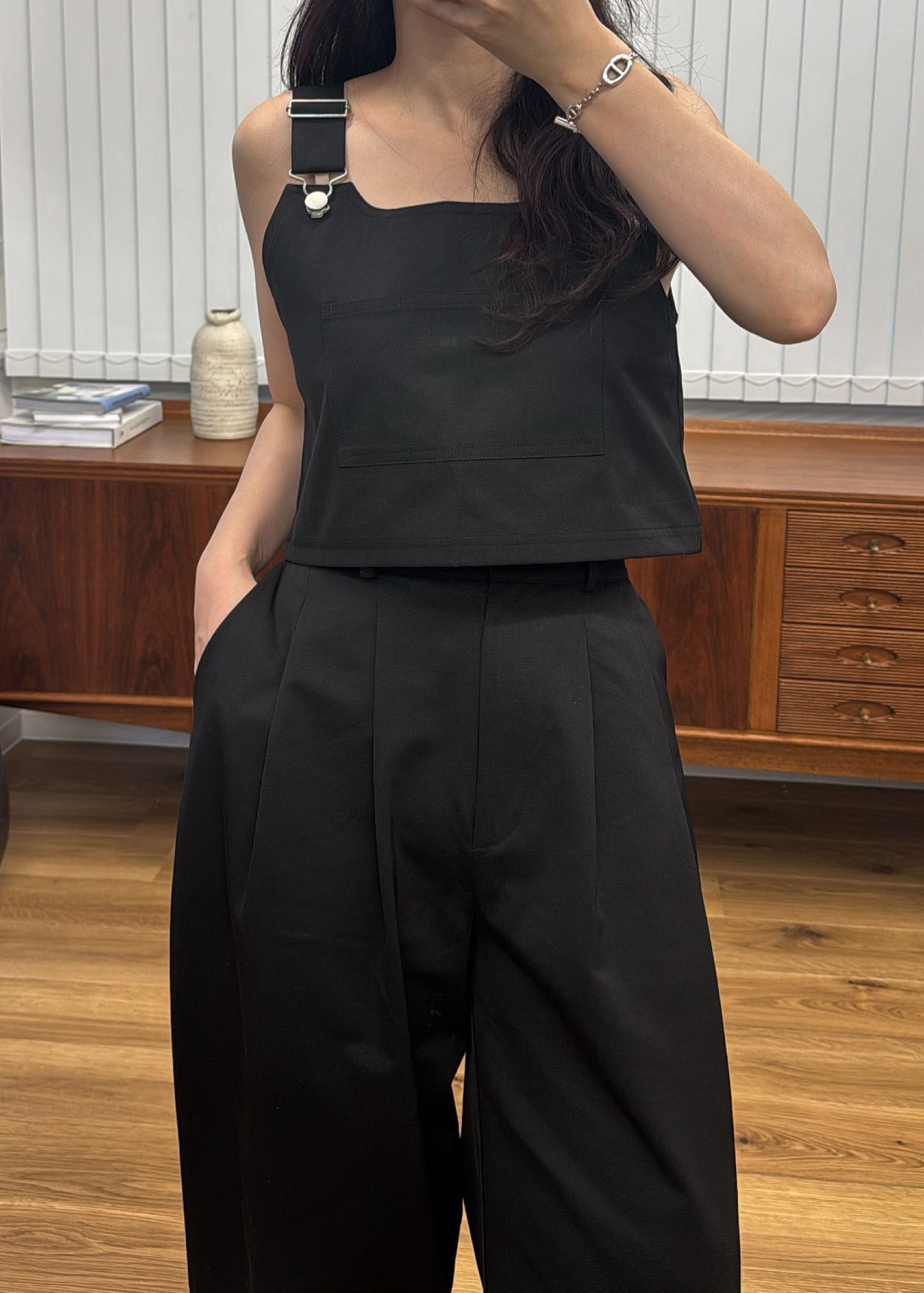 2piece roll up suspenders all-in-one (Black) / 2ピースサスペンダーオールインワン (ブラック) / 26SS