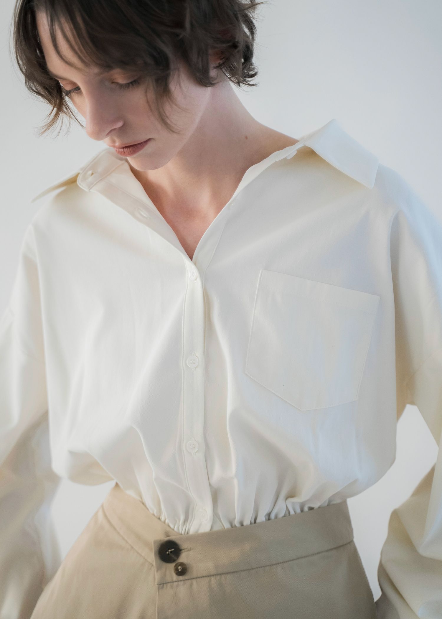 docking skirt layered like shirt OP / スカートレイヤード シャツワンピース (Tan) / 26SS