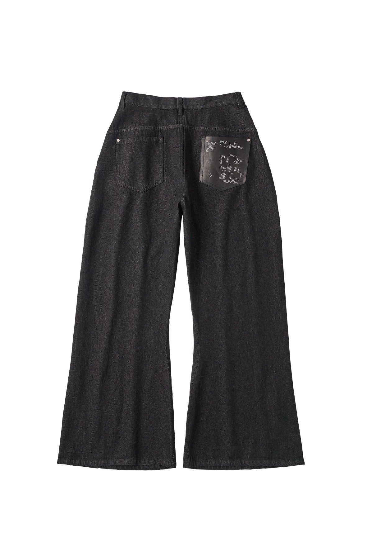 ワイドベルボトムデニムパンツ (ブラック) wide bell-bottom denim pants (Black) /  26SS