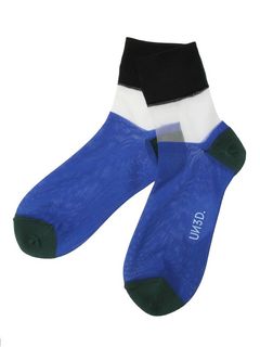 BACK LINE SHEER SOCKS / バックラインシアーソックス (ブルー)