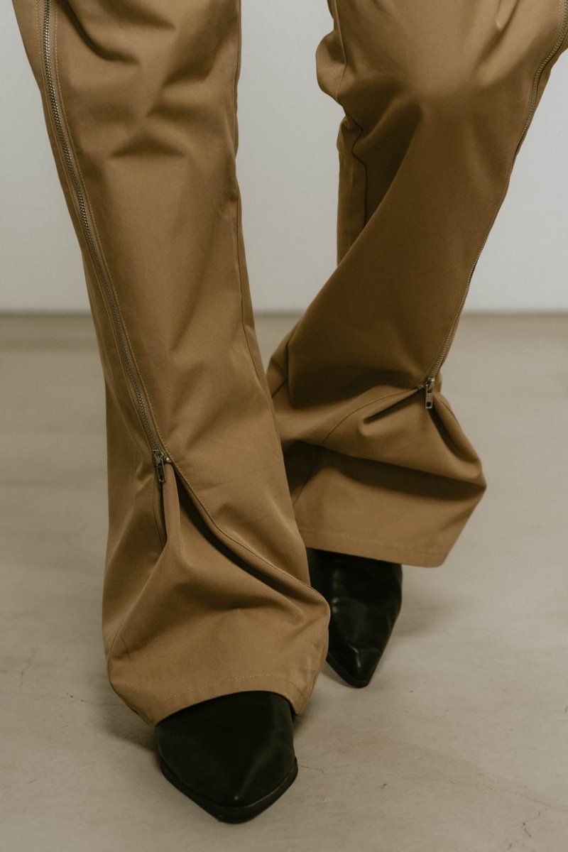 2piece zip flare pants / 2ピース ジップフレアパンツ (ベージュ) / 25SS