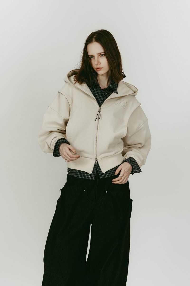 pierced hooded sweatshirt (Lightbeige) / ピアス スウェットフーディ (ライトベージュ) / 26SS