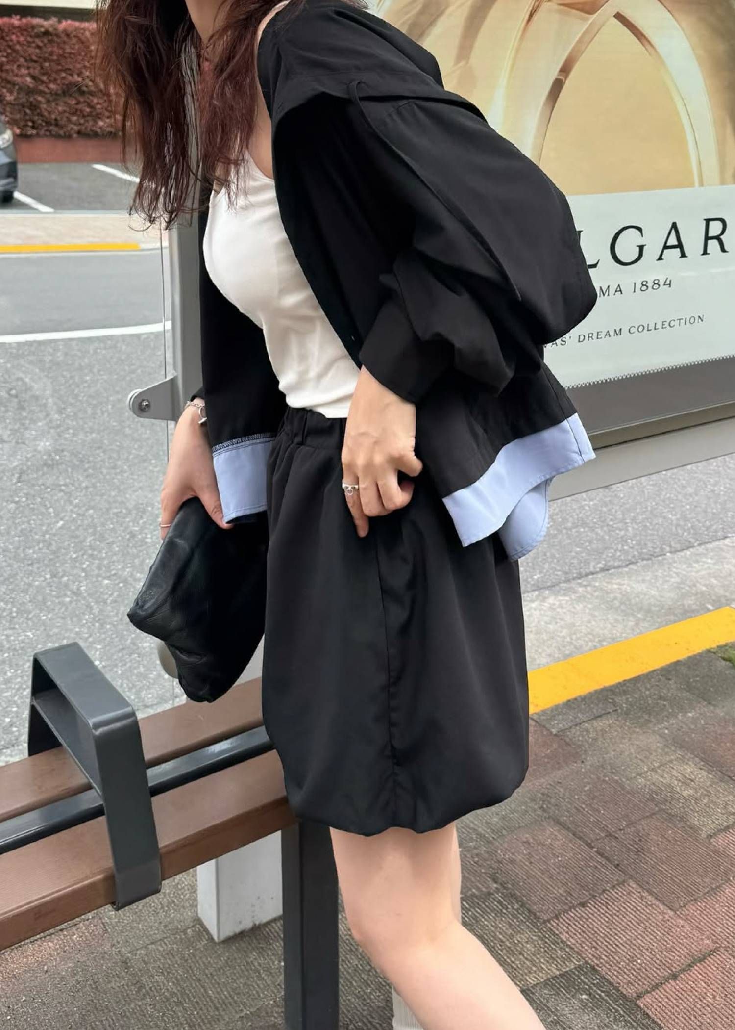 UVカット バルーンショートパンツ (ブラック) balloon hem UV cut gather volume S/PT (Black) /  26SS