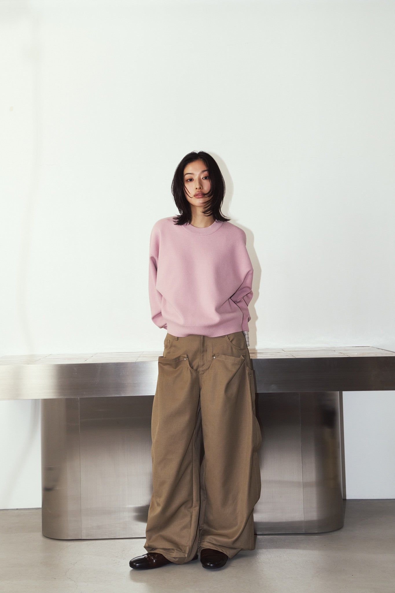 【LADIESサイズ】2ウェイ ノームコア ニット (ピンク) 2way cuffs normcore knit (Pink) / 26AW