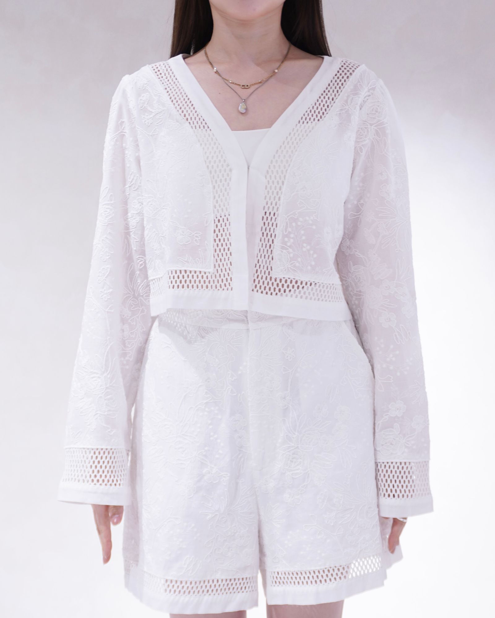 レースボレロ  (ホワイト) trimming lace cropped bolero BL (White) /  26SS