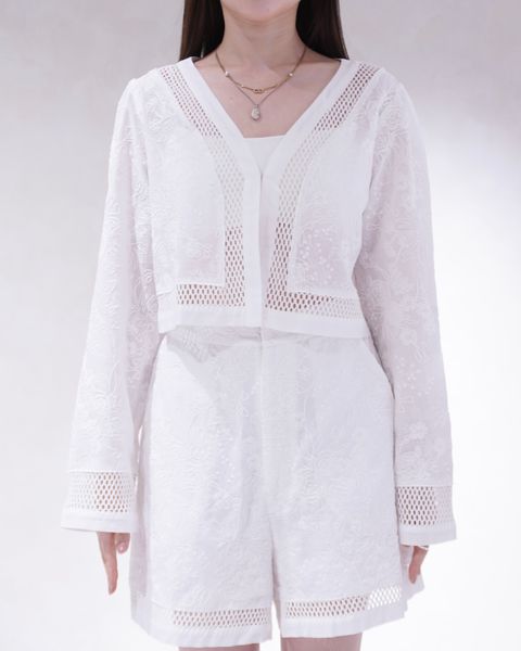 レースボレロ  (ホワイト) trimming lace cropped bolero BL (White) /  26SS