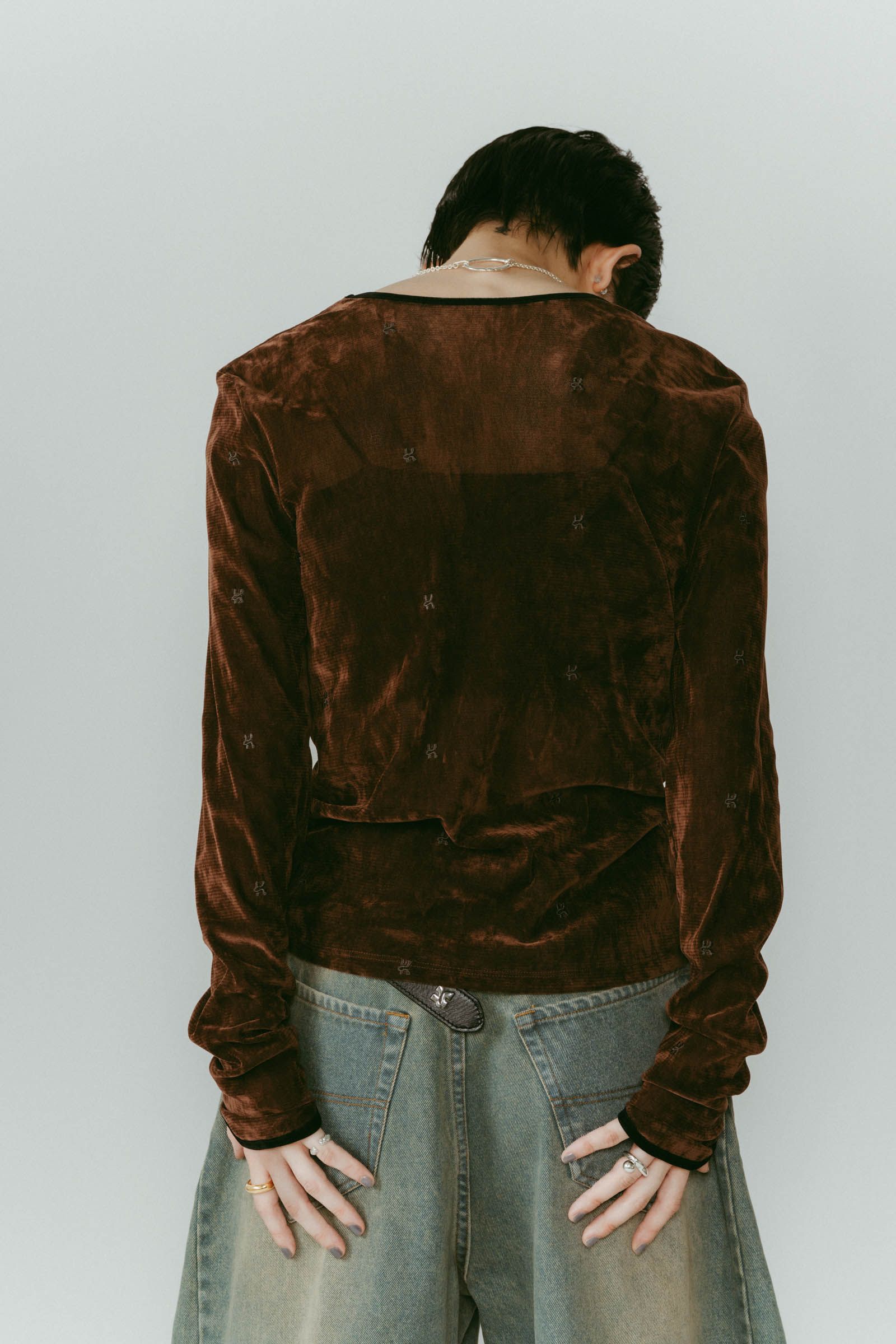 2way sheer velours tops / 2ウェイ シアートップス (ブラウン) / 25AW