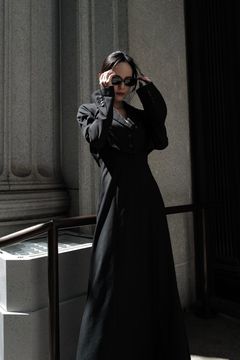 Back ZIP layered onepiece / バックジップ レイヤードワンピース (ブラック)