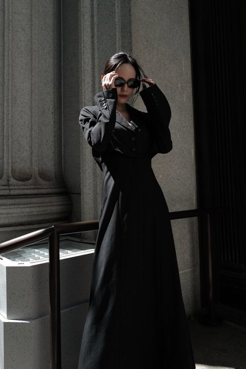 Back ZIP layered onepiece / バックジップ レイヤードワンピース (ブラック)