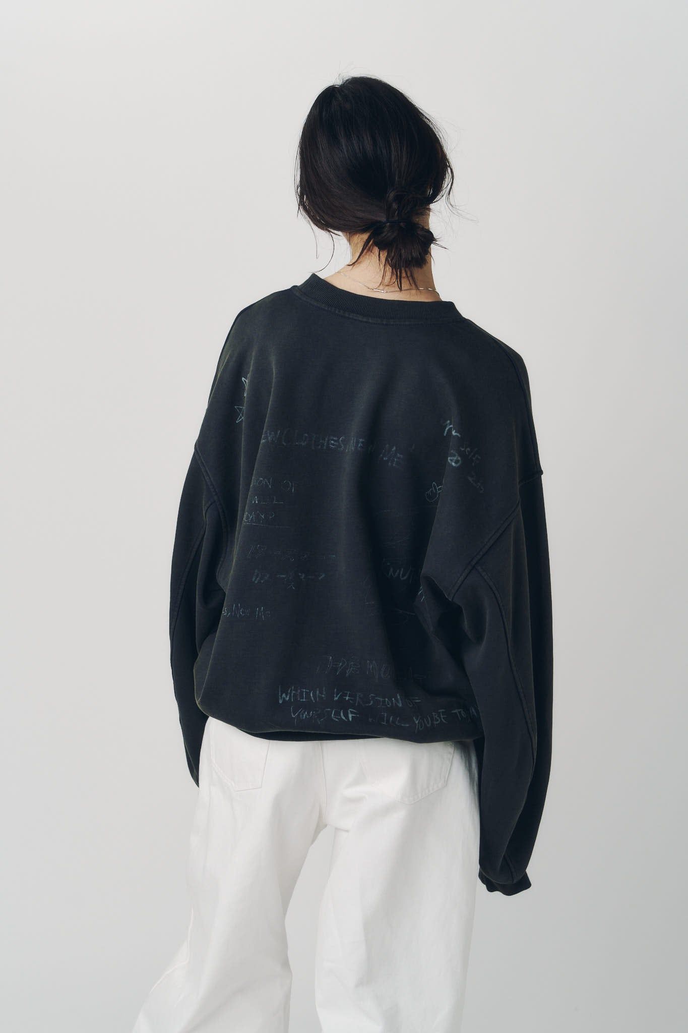 メッセージ スウェット (チャコール) message sweatshirt(unisex) (Charcoal) / 26AW