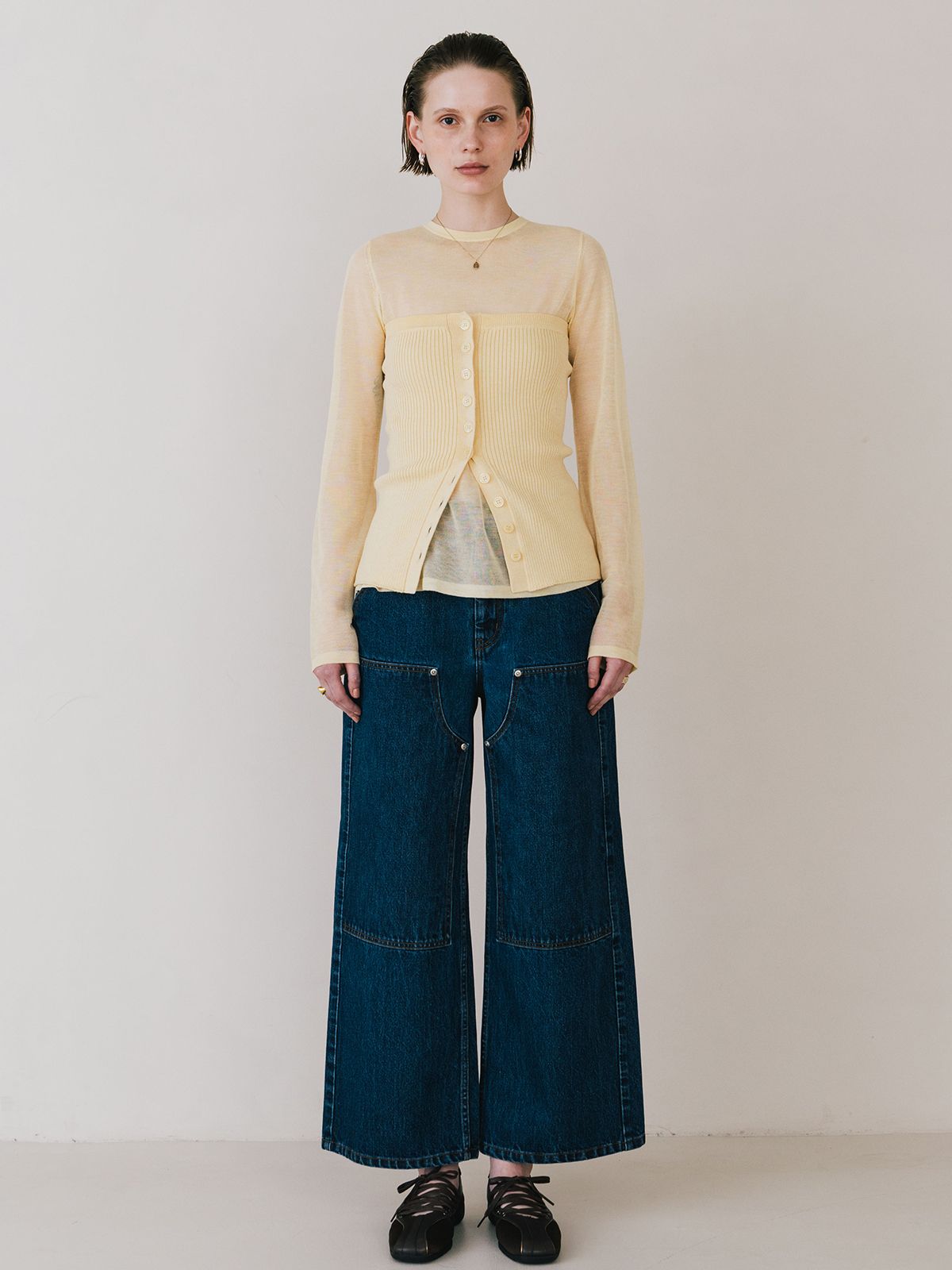 【25SS】RIB BUSTIER SET KNIT / リブ ビスチェセットニット (イエロー)