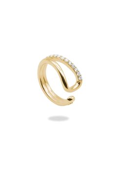 DOUBLE RECTA MOISSANITE EAR-CUFF / ダブル レクタ モアサナイト イヤーカフ STERLING SILVER 925 (ゴールドベルメイユ)