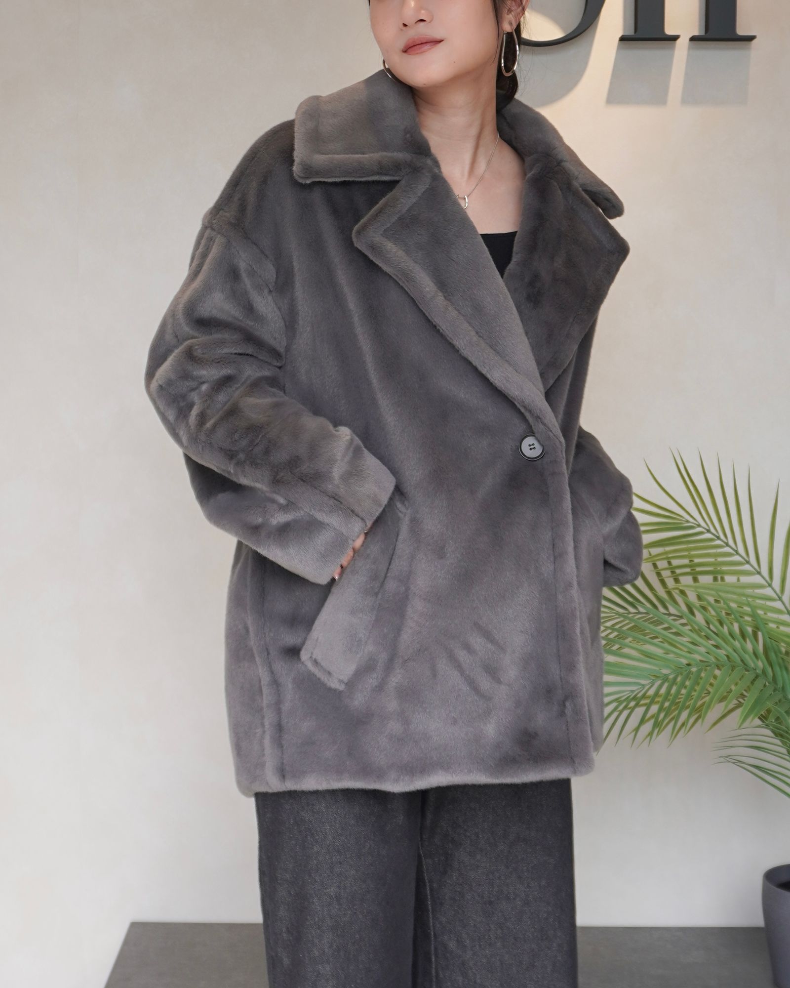 【25AW】BOA MIDDLE COAT / ボアミドルコート (グレー)