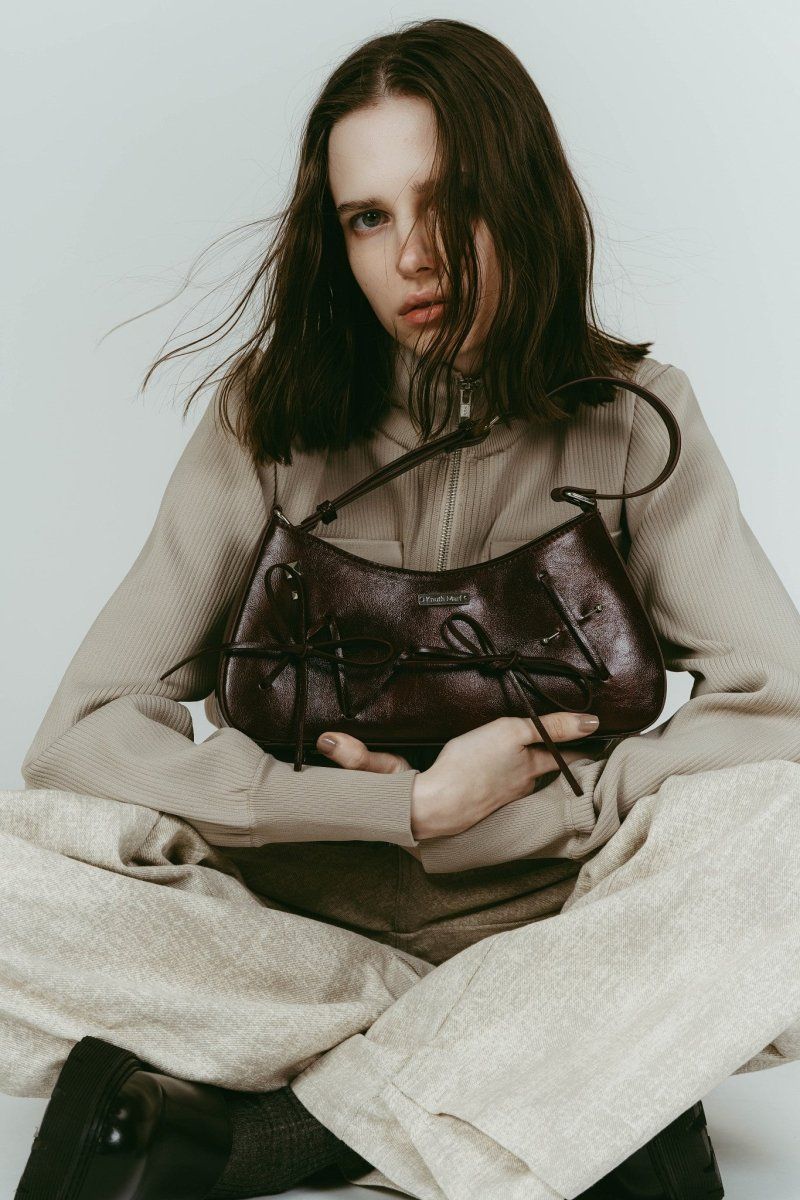 ribbon accent bag (Burgundy) / リボンアクセントバッグ (バーガンディ) / 26SS