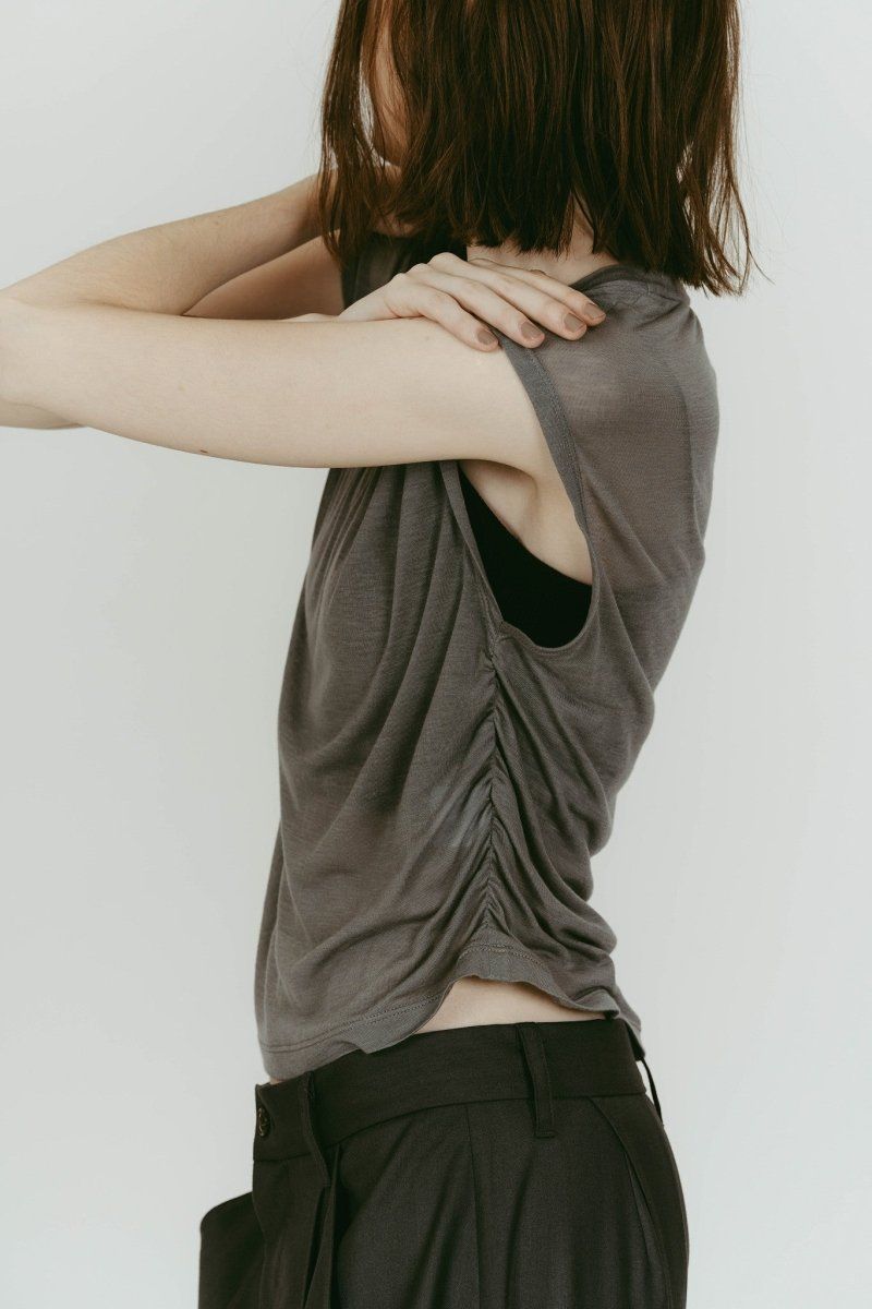 2-piece layered compact shirt (NavyGray) / 2ピース レイヤードコンパクトシャツ (ネイビーグレー) / 26SS