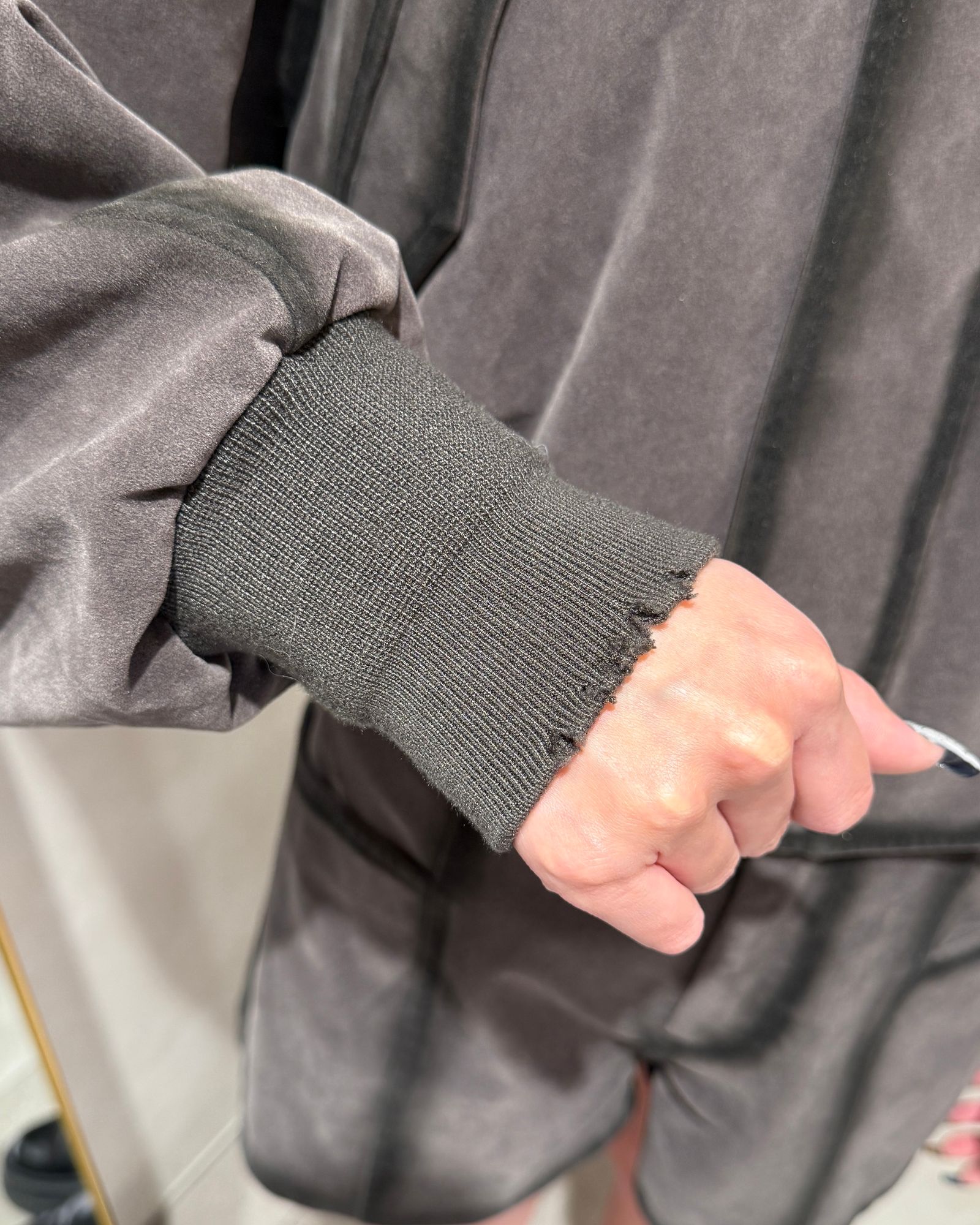 FAKE AGING SUEDE LIKE BLOUSON / フェイクエイジング スエードライクブルゾン (チャコールブラック)