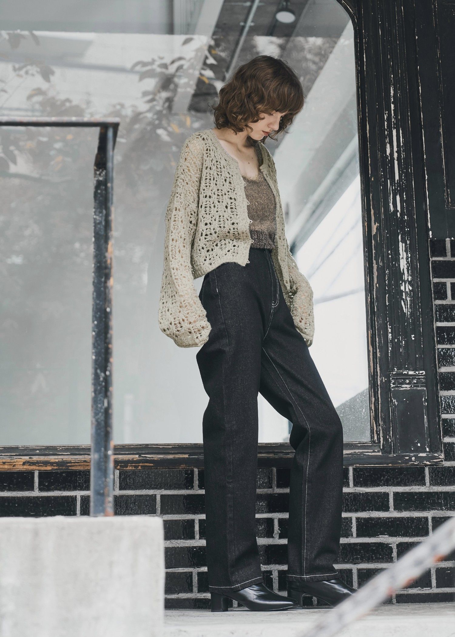 elastic waist more high denim PT / ウエストハイカットデニムパンツ (ブラック) / 25AW /