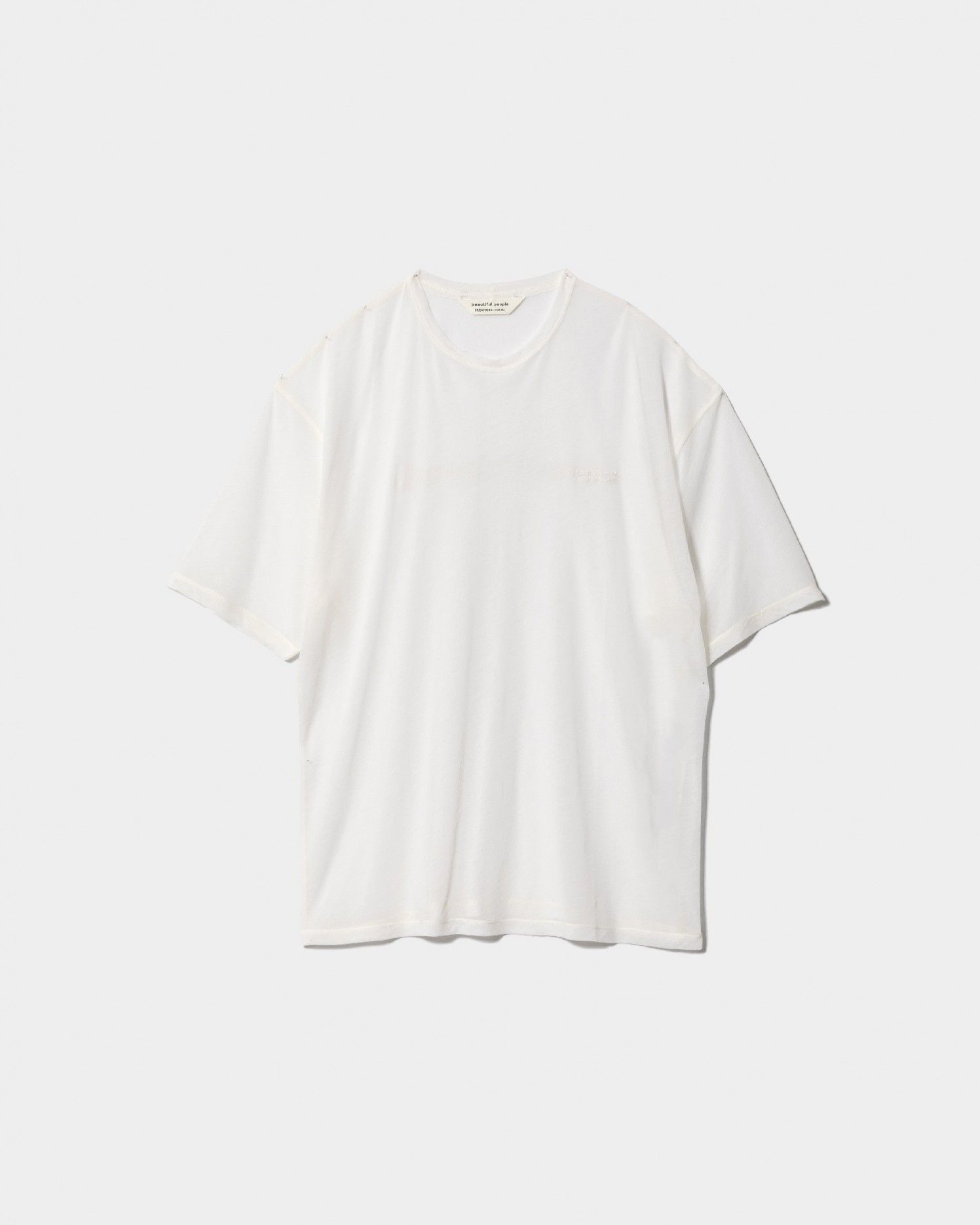 sheer jersey outline logo T / シアージャージー ロゴTシャツ (オフホワイト)