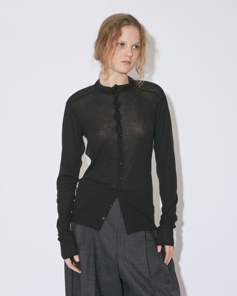 organic cotton frais twoway neck cardigan / オーガニックコットン フレーズ2ウェイネック カーディガン (ブラック)